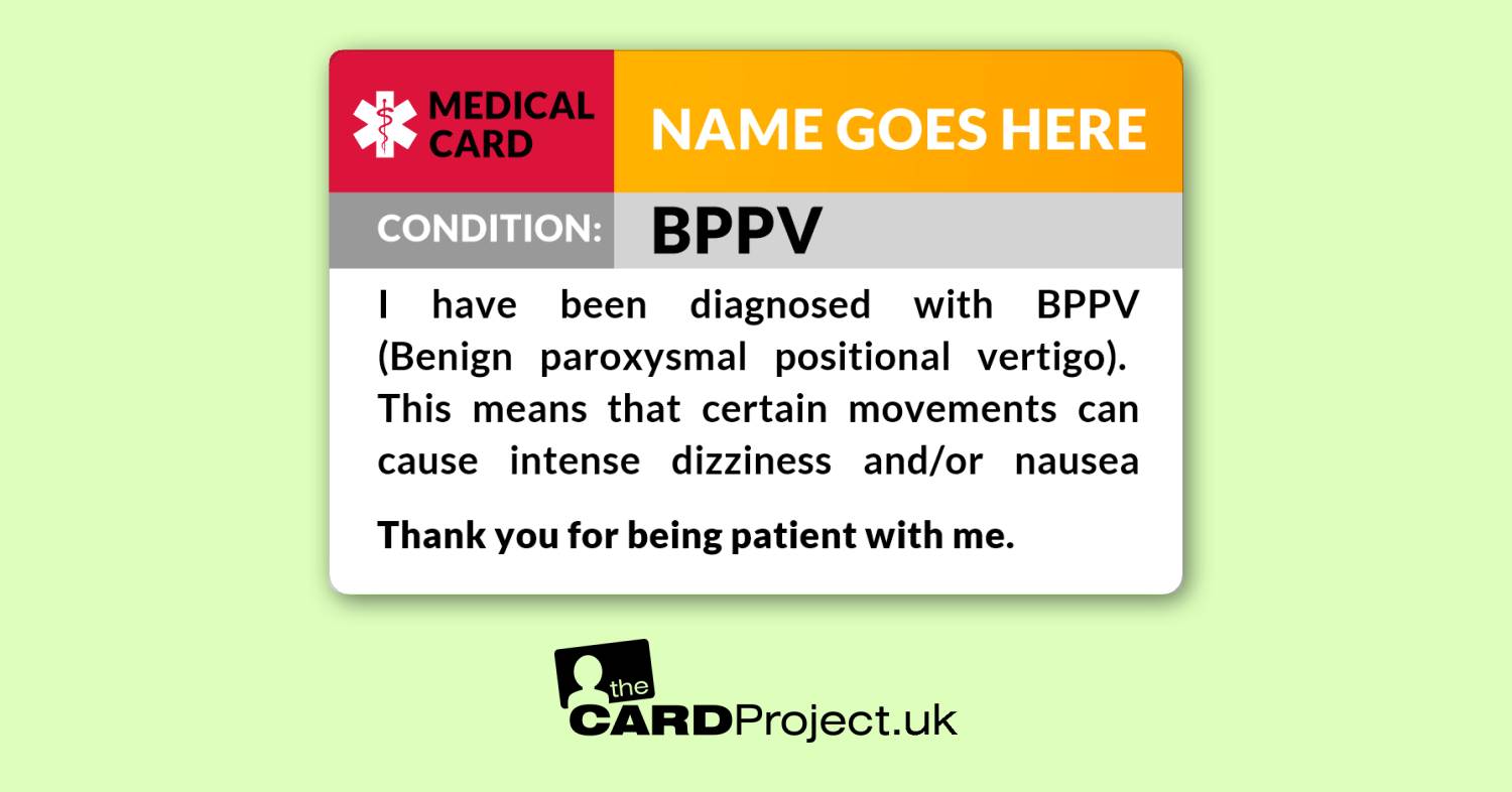 BPPV Medical ID Alert Card  (FRONT)